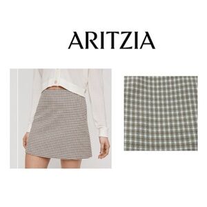Wilfred classic mini skirt on beige plaid - size 2